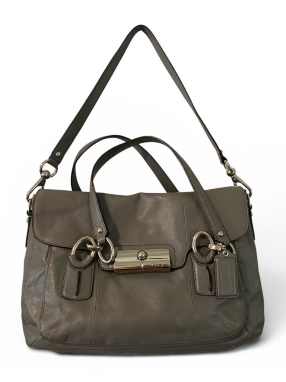 Coach Poppy Kristin Satchel Shoulder Bag Gray Soft Leather 18277